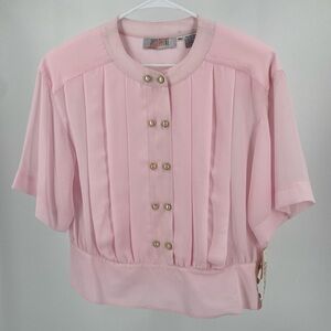 Josephine Woman double breasted vintage blouse,‎ short sleeve, pink size 16W